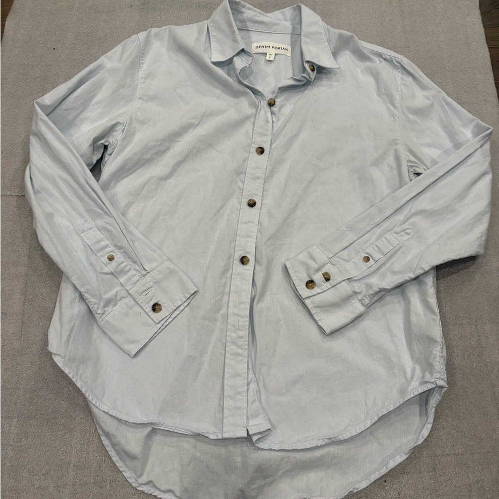 Denim Forum Light Blue Casual Button Down Shirt - Picture 1 of 6